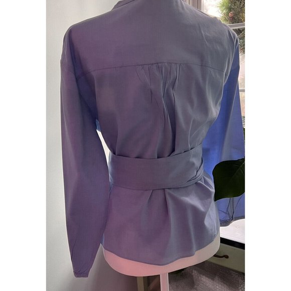 J CREW  Career Cotton Oxford Blouse-Full Tie Wrap Around-Size M - Picture 6 of 8